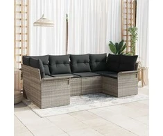 Sodo Sofų Rinkinys 6 pcs Šviesiai pilka Poli ratanas