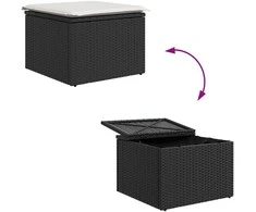 Lauko baldų komplektas Sodo Sofų Rinkinys su pagalve 6 pcs Juoda ir balta Poli ratanas