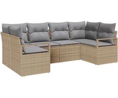 Lauko baldų komplektas Sofos komplektas su pagalve 6 pcs Smėlio poliratanas