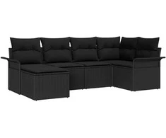 Lauko baldų komplektas Sodo Sofų Rinkinys su saugykla 6 pcs Juoda poliratanas
