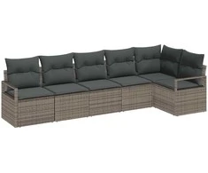 Lauko baldų komplektas Sofos komplektas 6 pcs Pilka poliratanas
