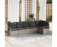 Lauko baldų komplektas Sofos komplektas 6 pcs Pilka poliratanas