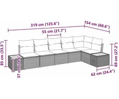 Sodo Sofų Rinkinys 6 vnt. Pilka Poli ratanas