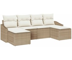 Lauko baldų komplektas Sofos komplektas su pagalve 6 pcs Smėlio poliratanas