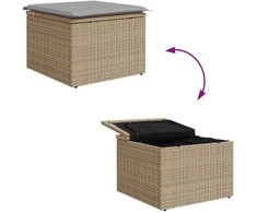 Lauko baldų komplektas Sofos komplektas 6 pcs Bežė ir šviesiai pilka poliratanas