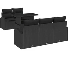 Sodo Sofų Rinkinys su pagalve 6 pcs Juoda Poli ratanas