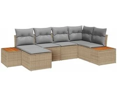 Lauko baldų komplektas Sodo Sofų Rinkinys su pagalve 6 pcs Smėlio poliratanas