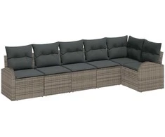 Lauko baldų komplektas Sodo Sofų Rinkinys su pagalve 6 pcs Pilka poliratanas