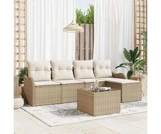 Lauko baldų komplektas Sodo Sofų Rinkinys su pagalve 6 pcs Ruda Poli ratanas