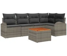 Lauko baldų komplektas Sodo Sofų Rinkinys su saugykla 6 pcs Pilka poliratanas