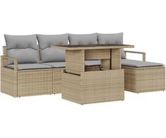 Sodo Sofų Rinkinys 6 pcs smėlio ir šviesiai pilkos spalvos