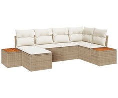 Lauko baldų komplektas Sodo Sofų Rinkinys su pagalve 6 pcs Smėlio poliratanas