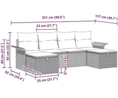 Sodo Sofų Rinkinys su pagalve 6 pcs Smėlio Poli ratanas