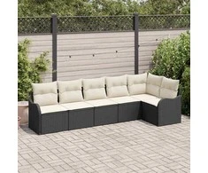 Lauko baldų komplektas Sodo Sofų Rinkinys su saugykla 6 pcs Juoda poliratanas