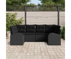 Sodo Sofų Rinkinys su pagalve 6 pcs Juoda Poli ratanas
