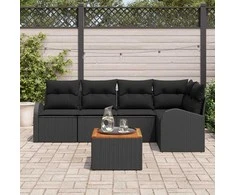 Lauko baldų komplektas Sodo Sofų Rinkinys su saugykla 6 pcs Juoda poliratanas