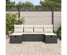 Sodo Sofų Rinkinys su pagalve 6 pcs Juoda Poli ratanas