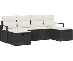Lauko baldų komplektas Sofos komplektas su pagalve 5 pcs poliratanas