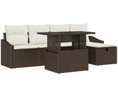 Lauko baldų komplektas Sodo Sofų Rinkinys su pagalve 6 pcs Ruda Poli ratanas