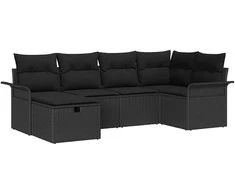 Sodo Sofų Rinkinys su pagalve su saugykla 6 pcs Poli ratanas