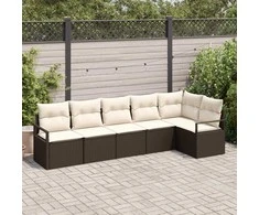 Lauko baldų komplektas Sofos komplektas 6 pcs Ruda poliratanas