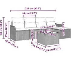 Sodo Sofų Rinkinys 6 vnt. Bežinė ir balta poliratanas
