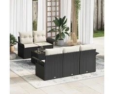 Sodo Sofų Rinkinys 6 pcs Juoda ir kreminė 55 x 55 x 37 cm