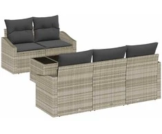 Sofos komplektas su pagalve 6 pcs Šviesiai pilka poliratanas