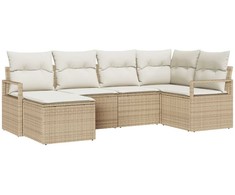 Lauko baldų komplektas Sofos komplektas su pagalve 6 pcs Smėlio poliratanas