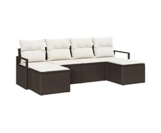 Lauko baldų komplektas Sofos komplektas 6 pcs Ruda poliratanas