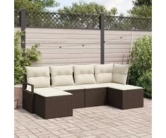 Lauko baldų komplektas Sofos komplektas 6 pcs Ruda poliratanas