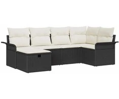 Lauko baldų komplektas Sodo Sofų Rinkinys su pagalve su saugykla 6 pcs Poli ratanas