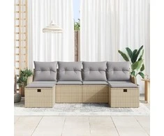 Lauko baldų komplektas Sodo Sofų Rinkinys su pagalve 6 pcs Smėlio poliratanas