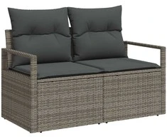 Lauko baldų komplektas Sodo Sofų Rinkinys su pagalve 6 pcs Pilka Poli ratanas