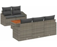 Lauko baldų komplektas Sodo Sofų Rinkinys su pagalve 6 pcs Pilka poliratanas
