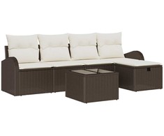 Sodo Sofų Rinkinys su pagalve 6 pcs Ruda Poli ratanas