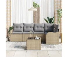 Lauko baldų komplektas Sodo Sofų Rinkinys su saugykla 6 pcs Smėlio poliratanas