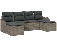 Lauko baldų komplektas Sodo Sofų Rinkinys su saugykla 6 pcs Pilka poliratanas