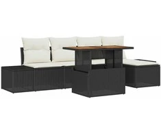 Sodo Sofų Rinkinys su saugykla 6 pcs Juoda Poli ratanas