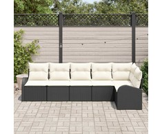 Sodo Sofų Rinkinys su pagalve 6 pcs Juoda Poli ratanas