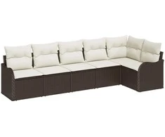 Lauko baldų komplektas Sodo Sofų Rinkinys 6 pcs Ruda poliratanas