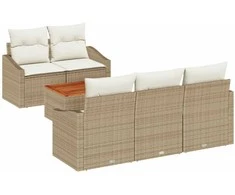 Lauko baldų komplektas Sodo Sofų Rinkinys 6 pcs Bežinė ir kreminė poliratanas