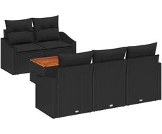 Lauko baldų komplektas Sodo Sofų Rinkinys su saugykla 6 pcs Juoda poliratanas