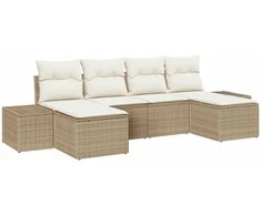 Lauko baldų komplektas Sodo Sofų Rinkinys 4 pcs Bežinė ir kreminė poliratanas