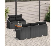 Lauko baldų komplektas Sodo Sofų Rinkinys su saugykla 6 pcs Juoda poliratanas