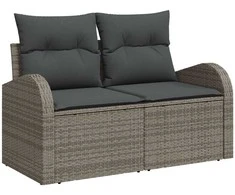 Sodo Sofų Rinkinys su saugykla 6 pcs Pilka Poli ratanas