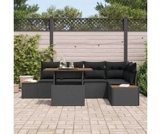 Sodo Sofų Rinkinys su saugykla 6 pcs Juoda Poli ratanas