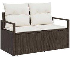 Sodo Sofų Rinkinys su pagalve 6 pcs Ruda Poli ratanas