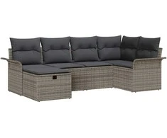 Lauko baldų komplektas Sodo Sofų Rinkinys su pagalve su saugykla 6 pcs Poli ratanas