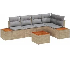Sodo Sofų Rinkinys 6 pcs smėlio ir šviesiai pilkos spalvos